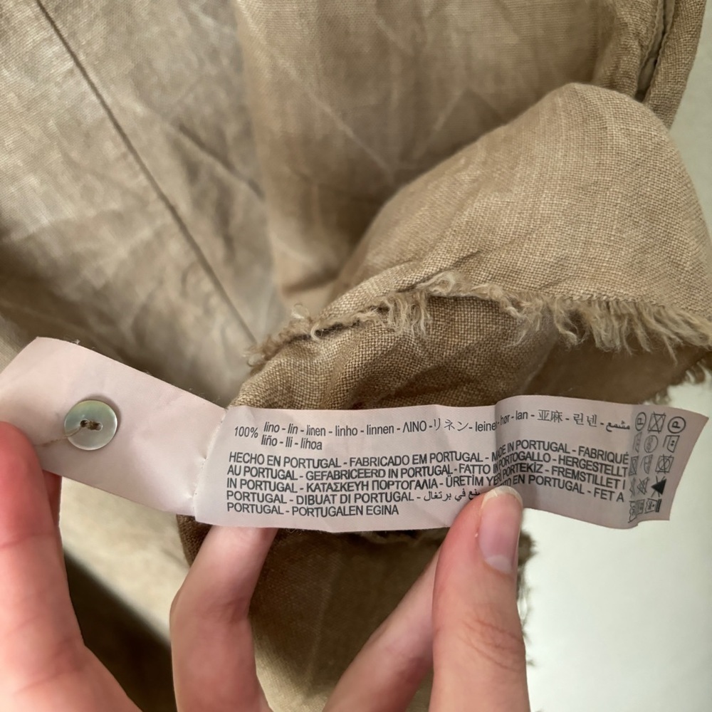 Zara Linen Crinkled Sleeveless Relaxed Mini Dress Boho Neutral Beachy Lagenlook - Picture 10 of 12